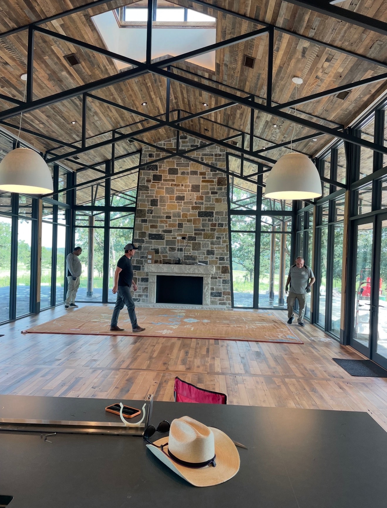 Custom black steel trusses and framing by Claudio Welding